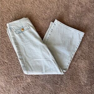 Zara Marine Straight High Waist Wide Leg Denim Jeans feature a sailor-style